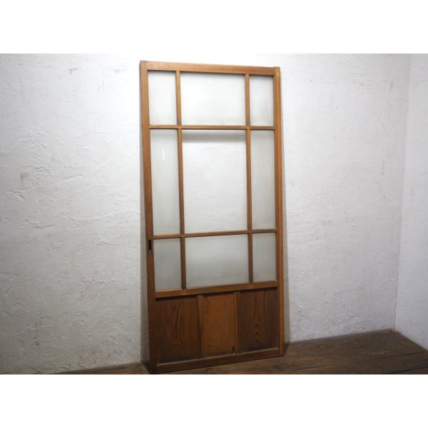 タU0853◇【H178cm×W85cm】◇モールガラス入りのレトロな古い木製