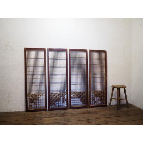 タV0713◇【H111,5cm×W36,2cm】×4枚◇組子細工のレトロな書院戸◇建具