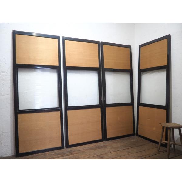 タV0715◇【H177cm×W68cm】×4枚◇モールガラス入り◇レトロな両面襖