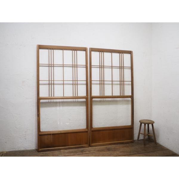 タW1126◇【H176,5cm×W86,5cm】×2枚◇ガラス入りのレトロな古い障子戸