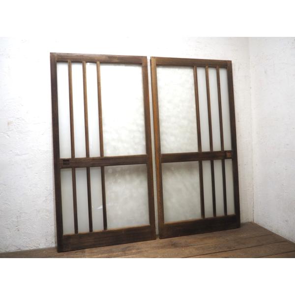 タX1563◇【H177cm×W89,5cm】×2枚◇昭和レトロ◇デザインガラス入りの