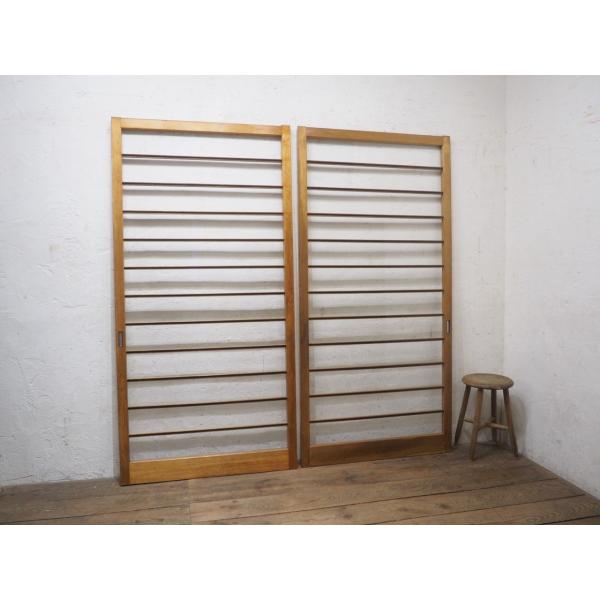 nrr 　戦前古い木枠ゆらゆらガラス戸2分割　店舗建具 タX1665◇【H176,5cm×W87,3cm】×2枚◇ゆらゆらガラスのレトロな古い木