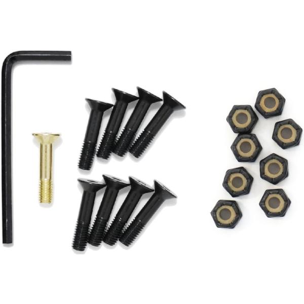 人気のツラツラサイズの7/8インチ6角頭のナットセットです。6角専用のレンチも付いています。ツラツラサイズとは、取り付けた際にナットからネジがほとんど出ないサイズになります。最も人気のサイズになります。内容物は、8本 黒ネジ + 1本 GO...