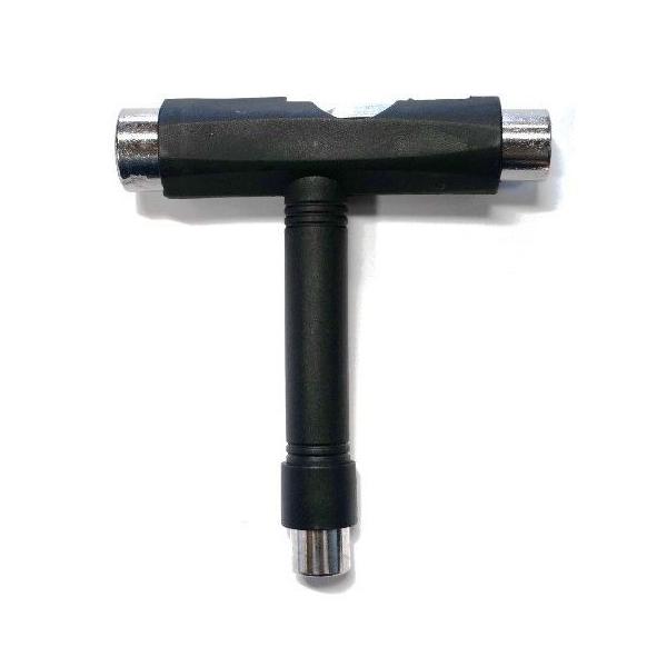 最も標準的なスケートボード専用工具“T-TOOL”です。日本の工具では合わないインチ基準のスケートボードパーツに対応しています。（トラック固定/調整に必要な3サイズ全ナットに対応しています。） またL字のドライバー（+頭、6角両対応）が本体...