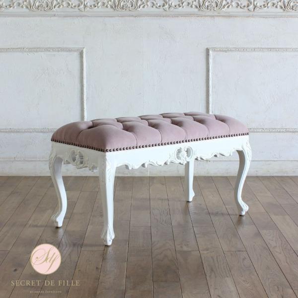 値下げしました！ 上品な ロココ調 タッセルスツール ファブリック