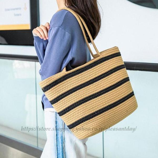 かごバッグ レディース トートバッグ 麦わらバッグ ピクニック 海
