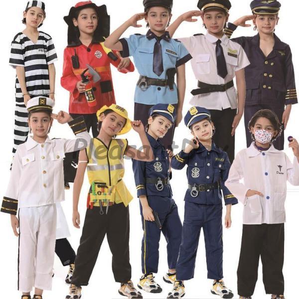 衣装 子供 コスプレ 警察 パイロット 医者 消防士 建築労働者