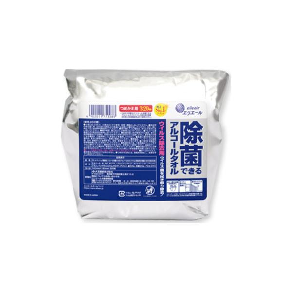 エリエール 除菌できるアルコールタオル ウィルス除去用 大容量つめかえ用 320枚 大王製紙