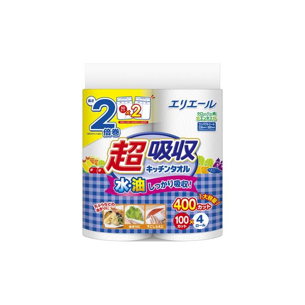 エリエール 超吸収キッチンタオル 4R(100カット) 大王製紙