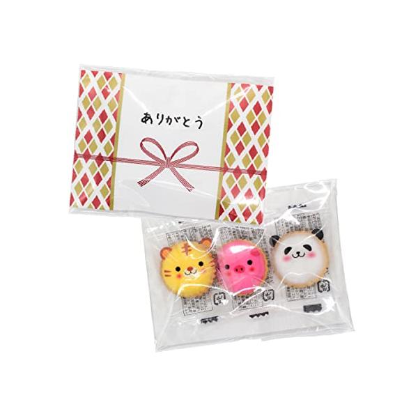 「商品情報」商品の説明届いたらそのまま渡せる、挨拶やお礼におすすめのプチギフトです。 白、茶、ピンク、黄色の４種類の色で７種類の動物（パンダ、クマ、サル、ひよこ、トラ、うさぎ、ぶた）をデザインした一口サイズのヨーチクラッカーです。原材料・成...