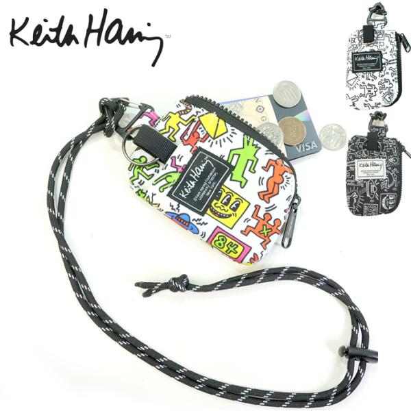 キースへリング 財布 グッズ パスケース 小銭入れ 首掛け ネックストラップ コインケース カラビナ Keith Haring バッグ ウォレットライ
