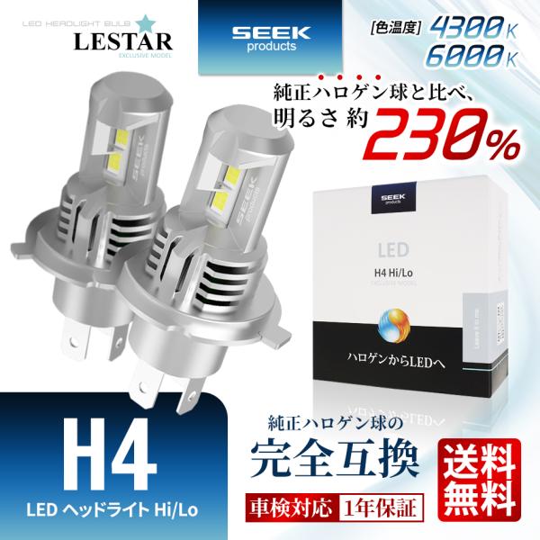 MAZDA スクラム ワゴン H13.9〜H17.8 LEDヘッドライト H4 バルブ Hi/Lo ポン付 後付け 4300K 6000K 車検対応 1年保証 