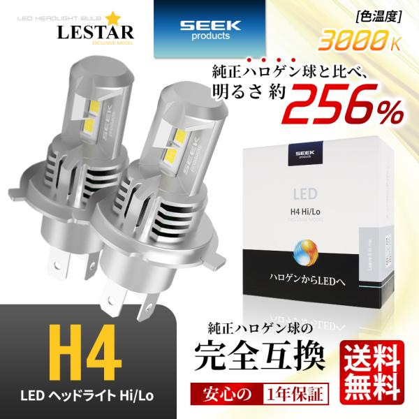 MAZDA スクラム トラック パネル バン含む H3.10〜H10.12 LEDヘッドライト H4 バルブ Hi/Lo ポン付 後付け 3000K 車検対応 