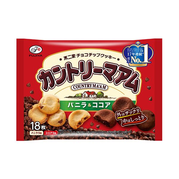 不二家 カントリーマアム バニラ＆ココア 18枚（バニラ9枚・ココア9枚）×18個 クッキー/ソフトクッキー/ビスケット/菓子/おやつ