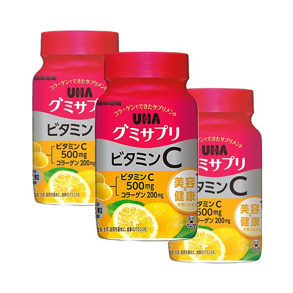 ＵＨＡ味覚糖　ＵＨＡグミサプリ　ビタミンC　 ボトル　30日分×3個 (爆買)