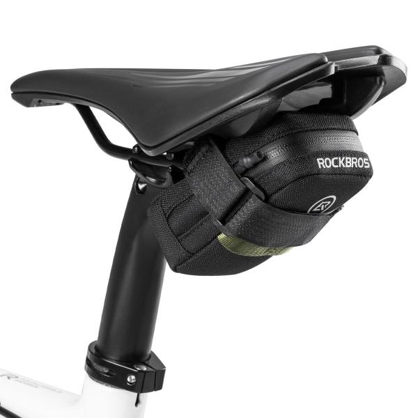 自転車 サドルバッグ ロードバイク バッグ ミニサイズ 自転車バッグ 小型 コンパクト 超軽量 小物入れ 安定感 収納便利 反射材付き 取り付け簡単 （ブラック）