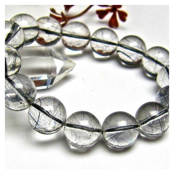 ブラックルチルクォーツ ブレスレット 15mm h131-74 : 誠安天然石専門