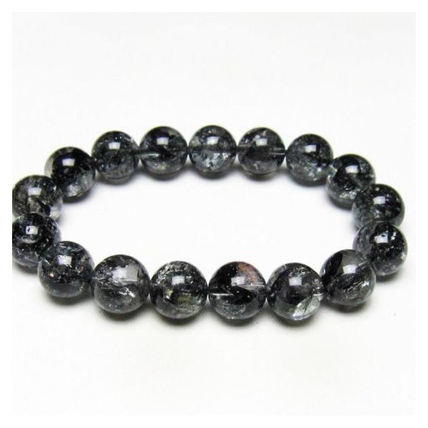 ブラックエレスチャルクォーツ 骸骨水晶 ブレスレット 12mm t124-5392