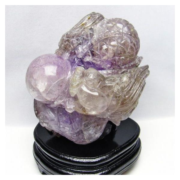 2.1Kg スーパーセブン 手彫り 龍 置物 t130-2060 : 誠安天然石