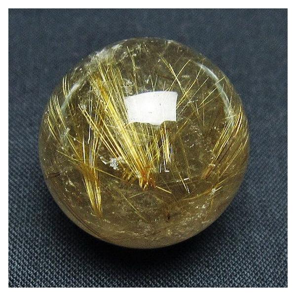 ルチルクォーツ 丸玉 ゴールドタイチンルチル水晶 27mm t145-2404 : 誠