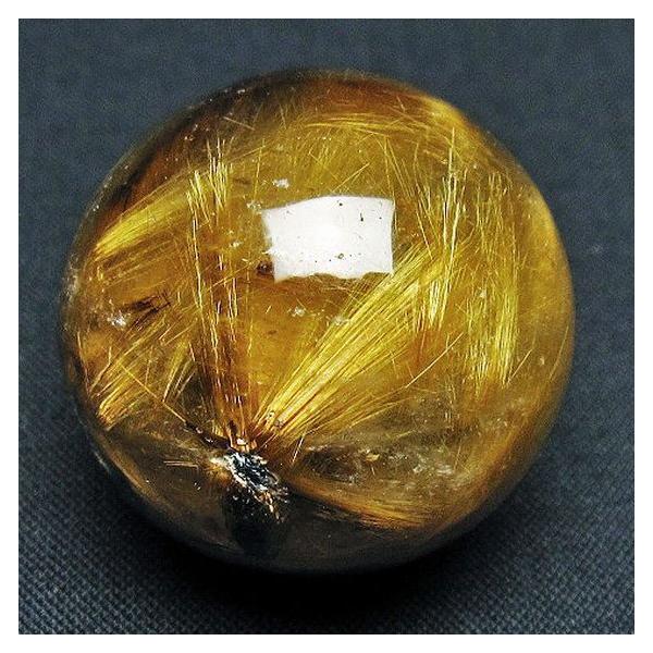 ルチルクォーツ 丸玉 ゴールドタイチンルチル水晶 32mm t145-2565 : 誠