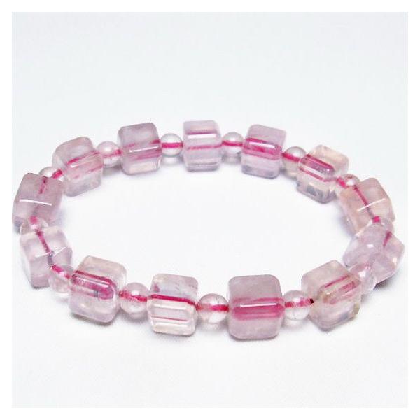 ローズクォーツキューブNo.1671 ローズクォーツ キューブ ブレスレット 6mm t189-3657 : 誠安天然石