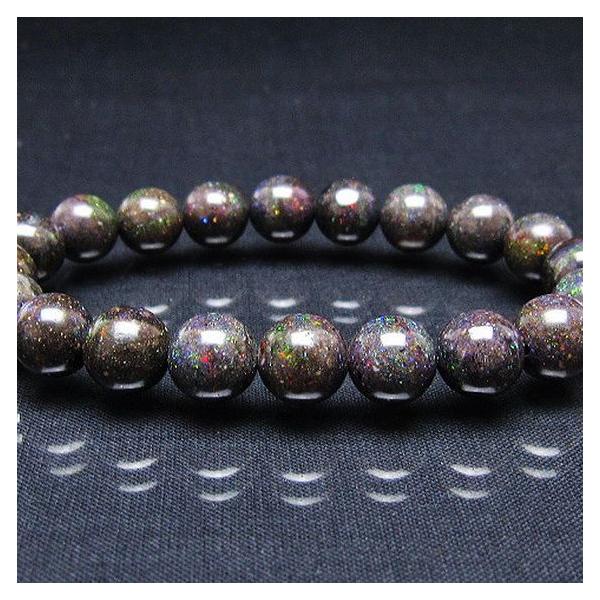 ブラックオパール ブレスレット 10mm t249-4686 : 誠安天然石専門店