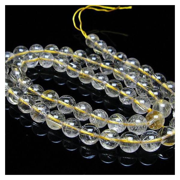 ルチルクォーツ 一連 ゴールドタイチンルチル 7mm t320-3765 : 誠安