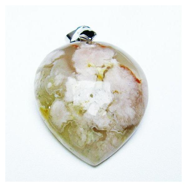 桜メノウ チェリーブロッサムアゲート ハート ペンダント t335-2838