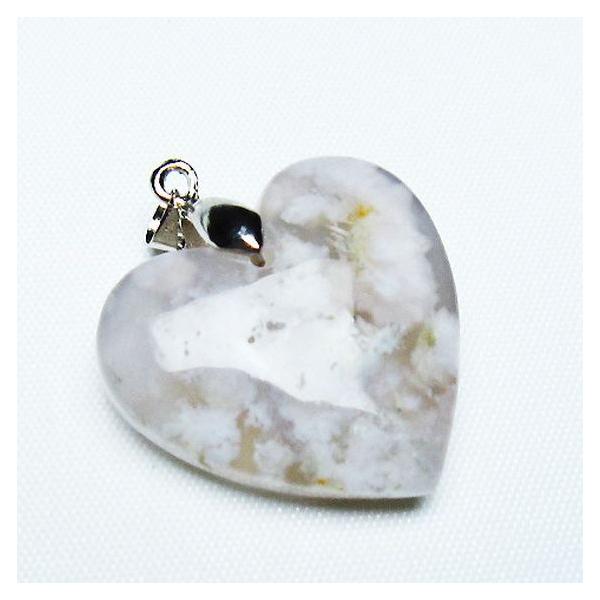 桜メノウ チェリーブロッサムアゲート ハート ペンダント t335-3207