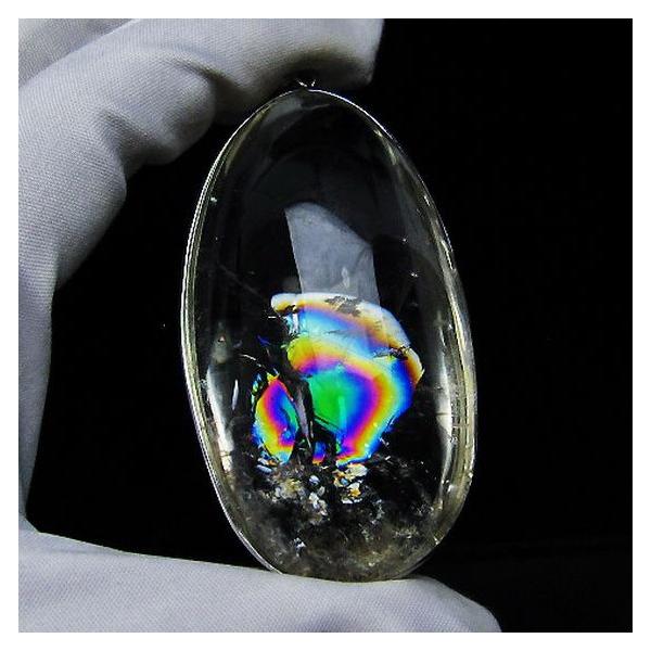 虹入り ライトニング水晶 ペンダント t436-2766 : 誠安天然石専門店