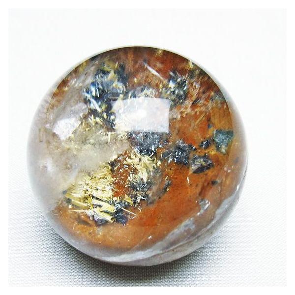 ❤️買い得　44mm 金運アップ ゴルド　ルチルクォーツ 丸玉 ルチルクォーツ 丸玉 ゴールドタイチンルチル水晶 44mm t637-4686 : 誠