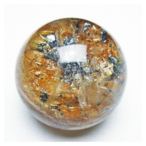 ルチルクォーツ 丸玉 ゴールドタイチンルチル水晶 50mm t637-4735 : 誠