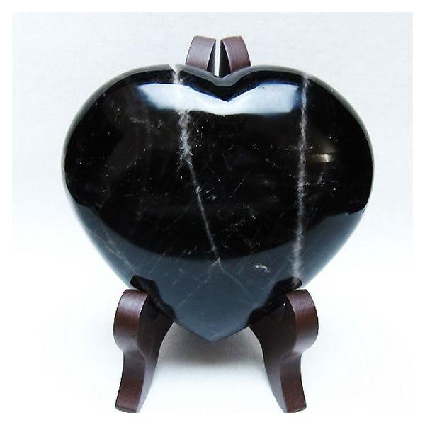 天然石ブラックシュガー水晶のハート　置物　台座付きNO.070402 天然石ブラックシュガー水晶のハート 置物 台座付きNO.070402 置物