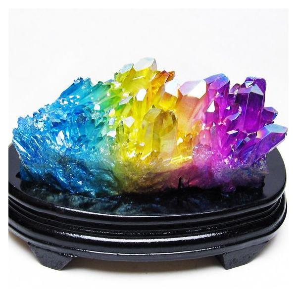 1.5Kg オーラ水晶 オーラクリスタル クラスター (レインボー) t802