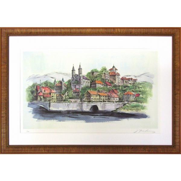 ジェームス フォード 作品 教会のある街 額付き 絵画 版画 風景画 イギリスの画家 ヨーロッパの城 B4175 Supersport Tn