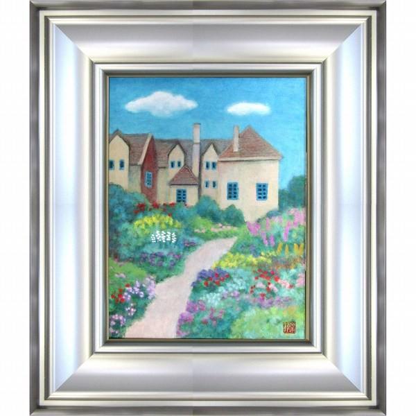 成田環 コッツウォルズ 日本画 4号相当 真筆 風景画 Cotswolds イギリス イングランド 花の咲く庭 B5367 駿河画廊 通販 Yahoo ショッピング