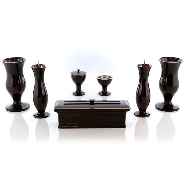 誓願堂 創価学会 仏具 おしゃれ 優美 ブラウン 4.5寸 7点セット 仏具 