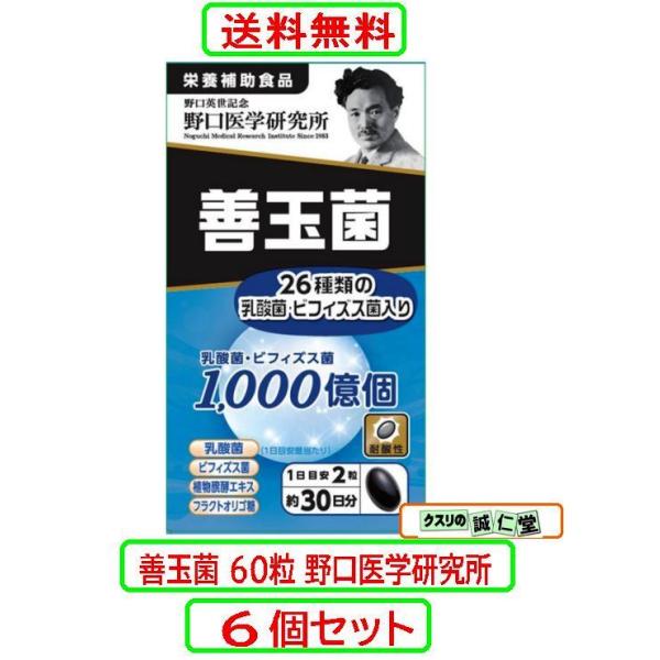善玉菌 60粒 野口医学研究所 乳酸菌 ビフィズス菌体全体の健康の要とも言える腸内細菌（乳酸菌）。どのような種類が住み着いているかは個人差が大きい為、様々な種類の乳酸菌を摂取することをおすすめします。本品にには26種類の乳酸菌が1日当たり総...