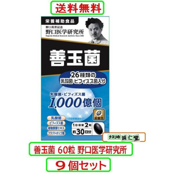 善玉菌 60粒 野口医学研究所 乳酸菌 ビフィズス菌体全体の健康の要とも言える腸内細菌（乳酸菌）。どのような種類が住み着いているかは個人差が大きい為、様々な種類の乳酸菌を摂取することをおすすめします。本品にには26種類の乳酸菌が1日当たり総...