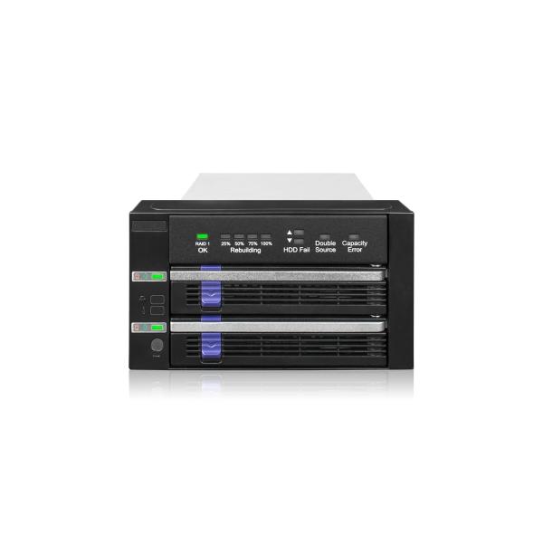 2 x 2.5インチ SSD/HDD または 3.5インチSATA HDD搭載可能   RAID 1 および JBOD モードをサポート   標準の 2 x 5.25インチドライブ ベイに取り付け可能   最大 6 Gbps のデータ転送速...