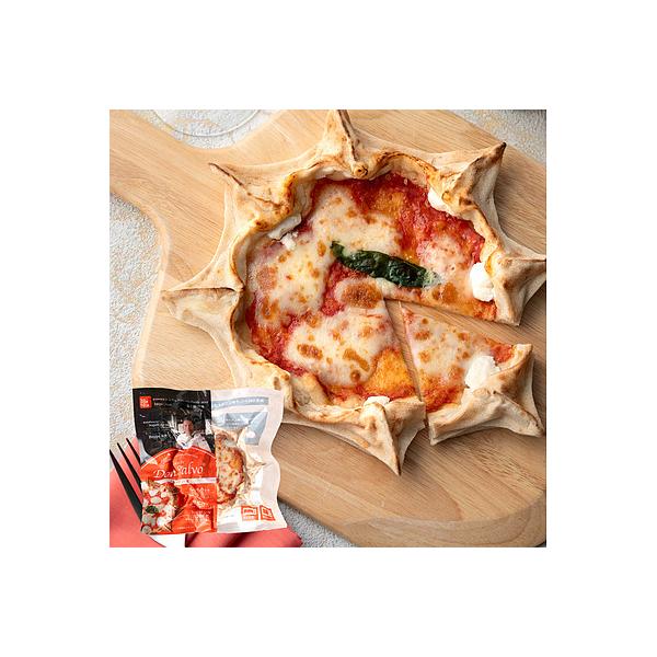 ピッツァ職人監修の星形ピッツァ。星形のミミにクリーミーなリコッタを包み、イタリア産トマトを使ったソースとイタリア産モッツァレラチーズをトッピングしました。