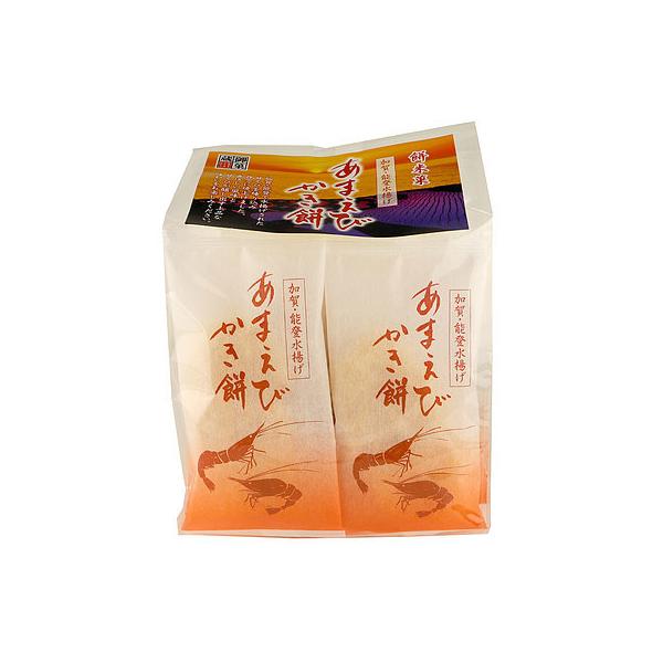 水稲もち米を主原料に、加賀・能登の海で水揚げされた甘えびを加えて焼き上げたサクッとした食感のかき餅です。