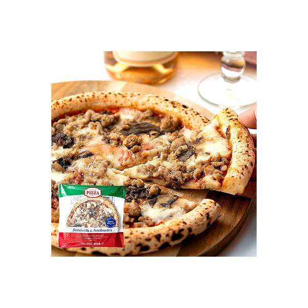 ２４時間発酵した手伸ばし生地を使用。アンチョビの風味とサルシッチャの食感が楽しめるピザです。