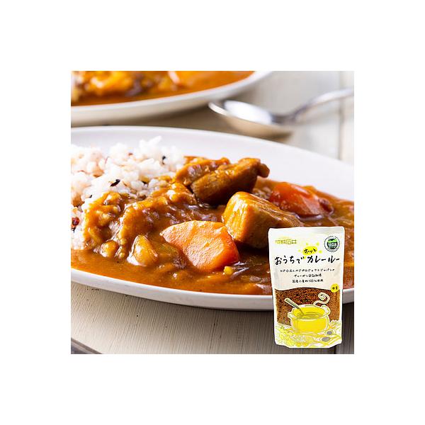 国産小麦粉100％使用。スパイス感のあるルーに仕上げました。  使いやすいフレークタイプ。NPO法人ベジプロジェクトジャパンヴィーガン認証。