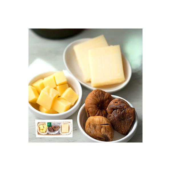 爽やかな酸味とコクが特徴のホワイトチェダーとマイルドな風味とミルクのコクが特徴のフロマージュモンターニュと白いちじくの組み合わせ。