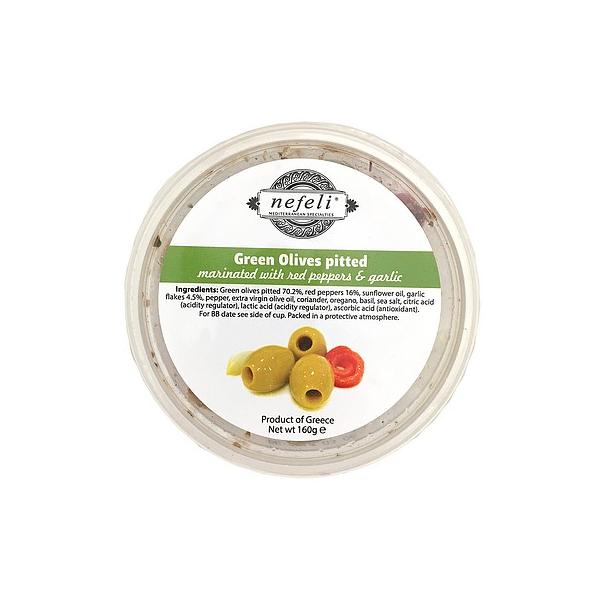 肉厚で香り豊かなギリシャ北東のハルキディキ種のオリーブを手摘みで収穫しました。パプリカを加えた彩りのいい組み合わせです。