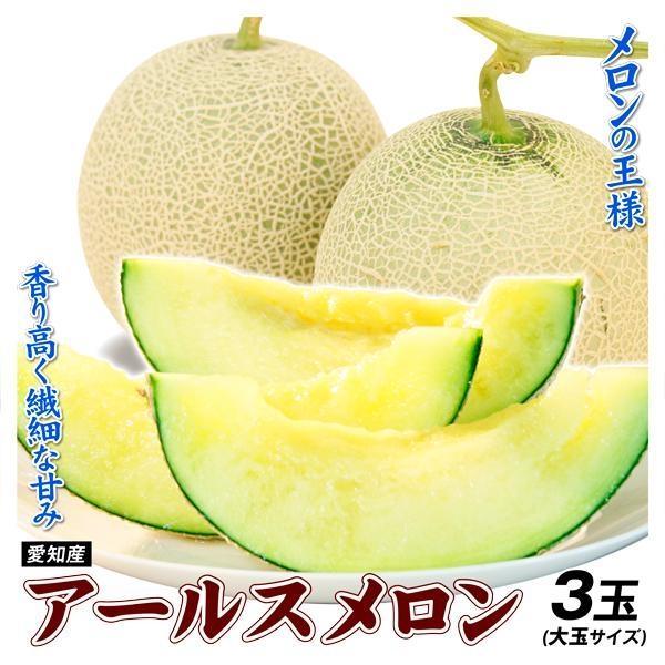 メロン 愛知産 大玉アールスメロン 3玉（6kg以上）1箱 ご家庭用