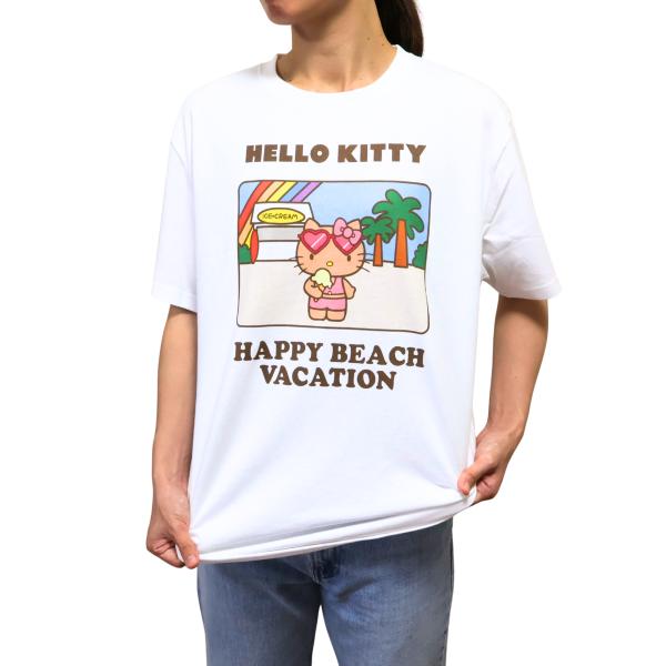 ハローキティ tシャツ キティ キティちゃん 日焼け 平成 レトロ ホワイト 綿 SANRIO 白 沖縄 土産 水着