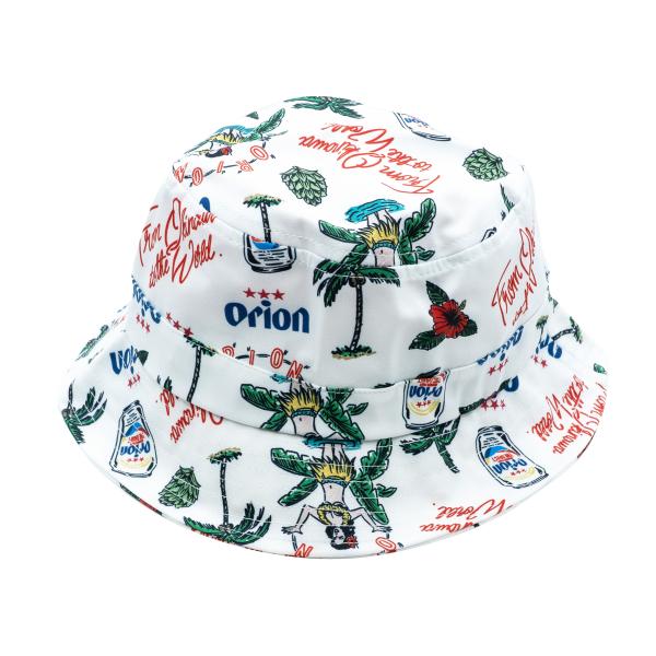 オリオンビール バケットハット ホワイト フリーサイズ マジックテープ トロピカル 南国 沖縄 お土産 orion tシャツ オリオンtシャツ コーデ